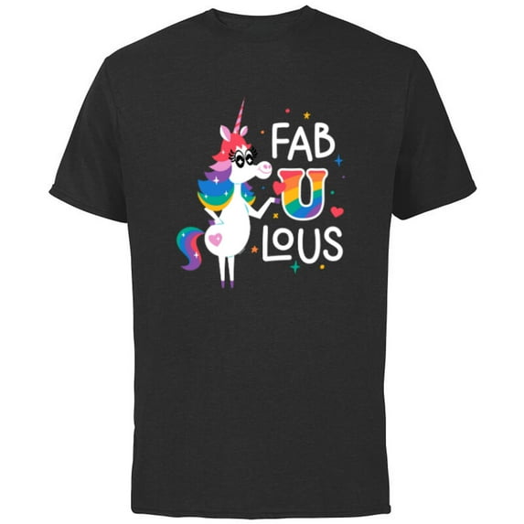 Disney & Pixar’s Inside Out Rainbow Unicorn Fab U Lous Pride - Short Sleeve Cotton T-Shirt for Adults - Customized-Black