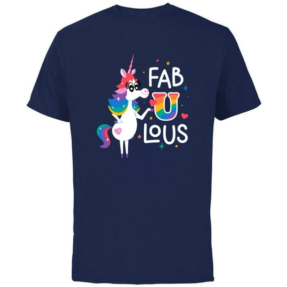 Disney & Pixar’s Inside Out Rainbow Unicorn Fab U Lous Pride - Short Sleeve Cotton T-Shirt for Adults - Customized-Navy