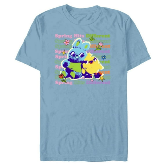 Disney & Pixar’s Toy Story Bunny Ducky Spring Hits Different - Short Sleeve Blended T-Shirt for Adults - Customized-Ocean Blue