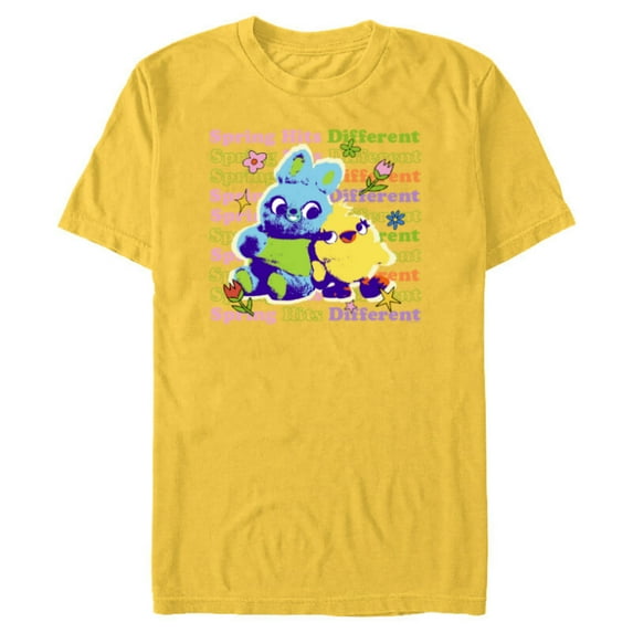 Disney & Pixar’s Toy Story Bunny Ducky Spring Hits Different - Short Sleeve Blended T-Shirt for Adults - Customized-Yellow