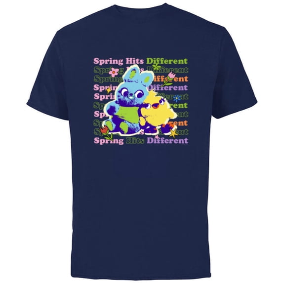 Disney & Pixar’s Toy Story Bunny Ducky Spring Hits Different - Short Sleeve Cotton T-Shirt for Adults - Customized-Navy