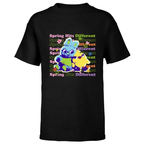 Disney & Pixar’s Toy Story Bunny Ducky Spring Hits Different - Short Sleeve T-Shirt for Kids - Customized-Black