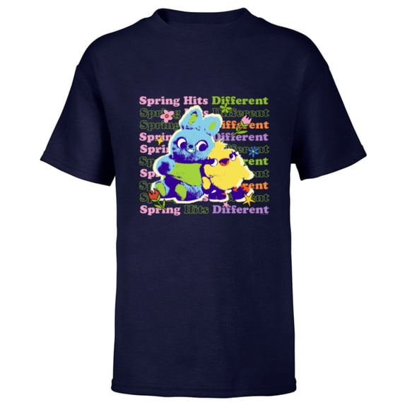 Disney & Pixar’s Toy Story Bunny Ducky Spring Hits Different - Short Sleeve T-Shirt for Kids - Customized-Navy