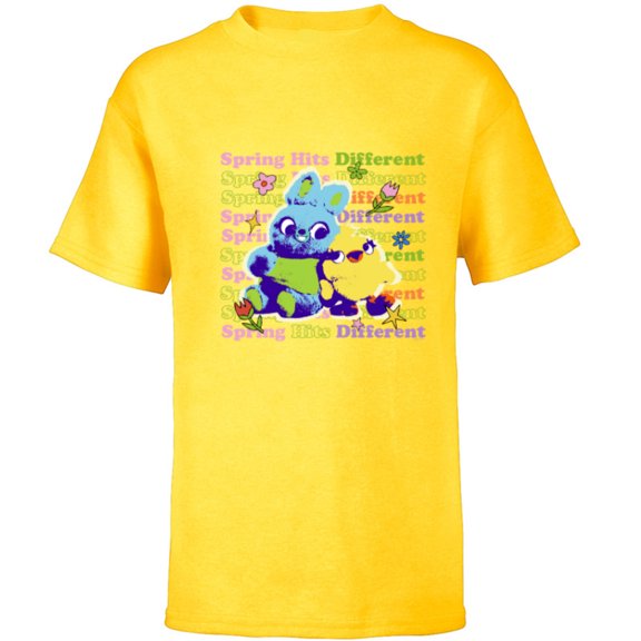 Disney & Pixar’s Toy Story Bunny Ducky Spring Hits Different - Short Sleeve T-Shirt for Kids - Customized-Yellow