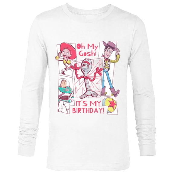 Disney & Pixar’s Toy Story Forky Oh My Gosh It’s My Birthday - Long Sleeve T-Shirt for Men - Customized-White