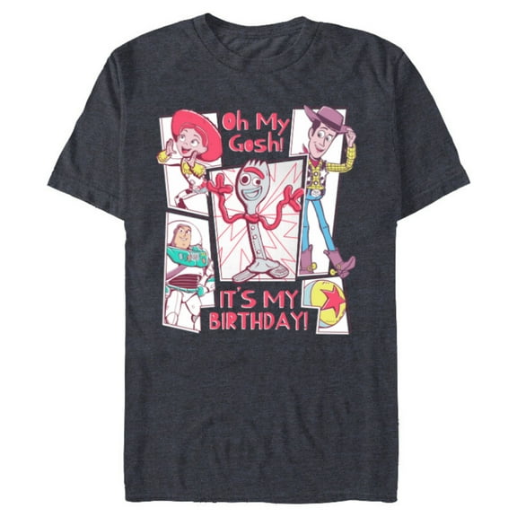 Disney & Pixar’s Toy Story Forky Oh My Gosh It’s My Birthday - Short Sleeve Blended T-Shirt for Adults - Customized-Navy Heather