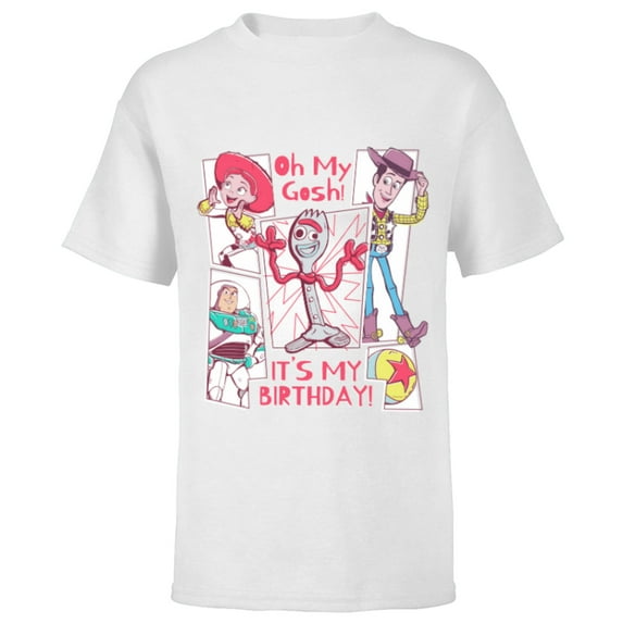 Disney & Pixar’s Toy Story Forky Oh My Gosh It’s My Birthday - Short Sleeve T-Shirt for Kids - Customized-White