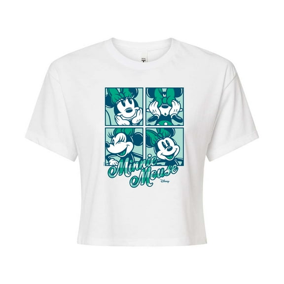 Disney - Plaid Minnie Mouse - Juniors Cropped Cotton Blend T-Shirt