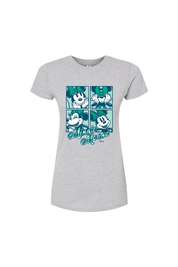 - Plaid Minnie Mouse - Juniors Fitted Graphic T-Shirt