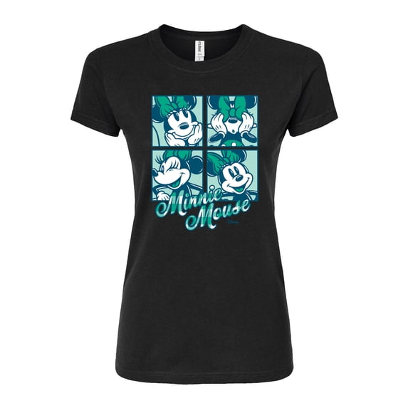 Disney - Plaid Minnie Mouse - Juniors Fitted Graphic T-Shirt