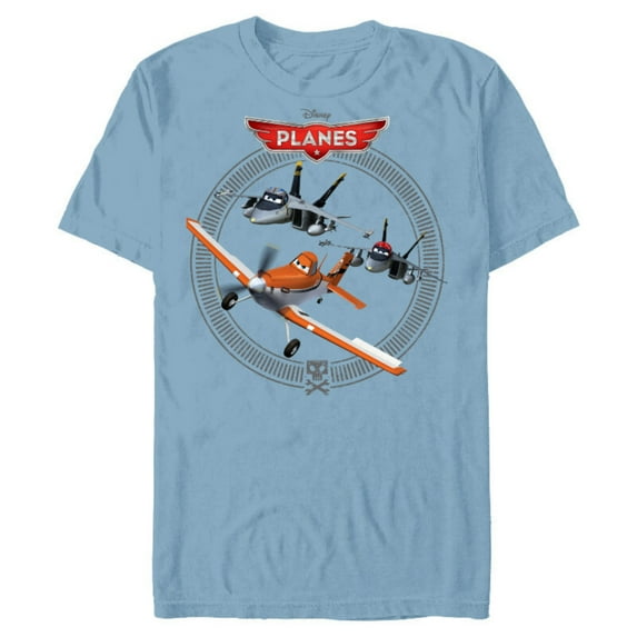 Disney Planes Dusty Crophopper with Bravo and Echo T-Shirt- Short Sleeve Blended T-Shirt for Adults - Customized-Ocean Blue