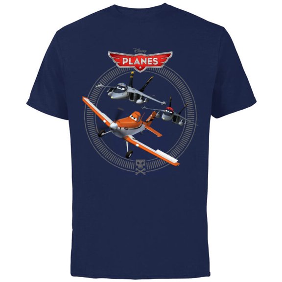 Disney Planes Dusty Crophopper with Bravo and Echo T-Shirt - Short Sleeve Cotton T-Shirt for Adults - Customized-Navy