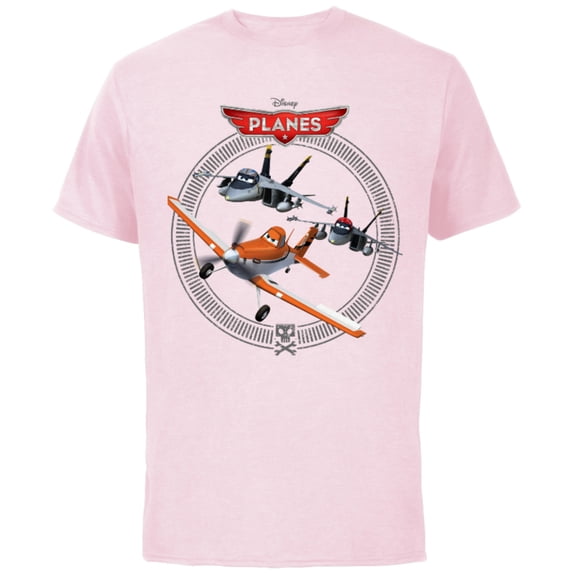 Disney Planes Dusty Crophopper with Bravo and Echo T-Shirt - Short Sleeve Cotton T-Shirt for Adults - Customized-Soft Pink