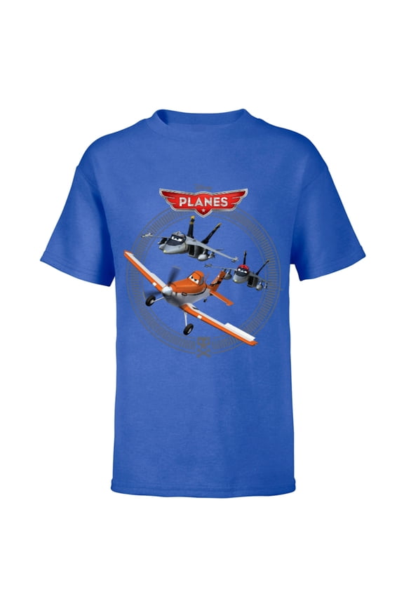 Planes Dusty Crophopper with Bravo and Echo T-Shirt - Short Sleeve T-Shirt for Kids - Customized-Royal