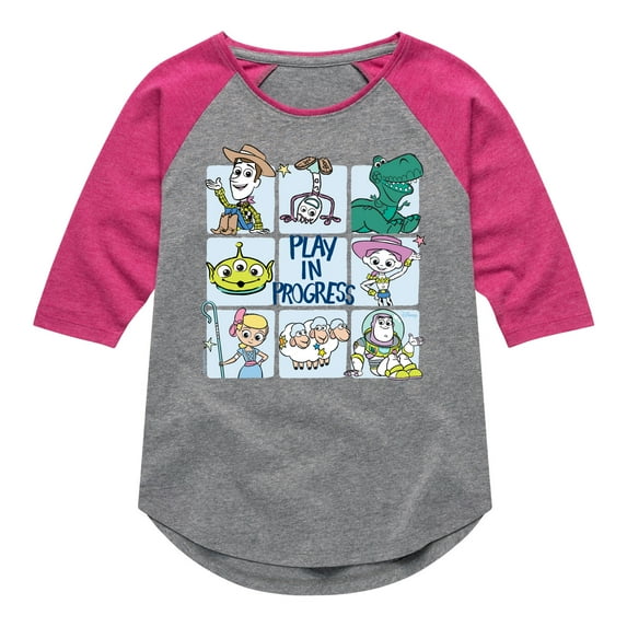 Disney - Play In Progress - Toddler & Youth Girls Raglan Graphic T-Shirt