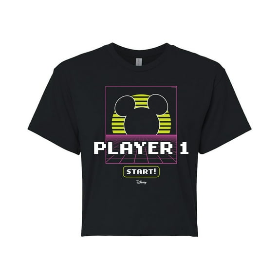 Disney - Player 1 Start - Juniors Cropped Cotton Blend T-Shirt