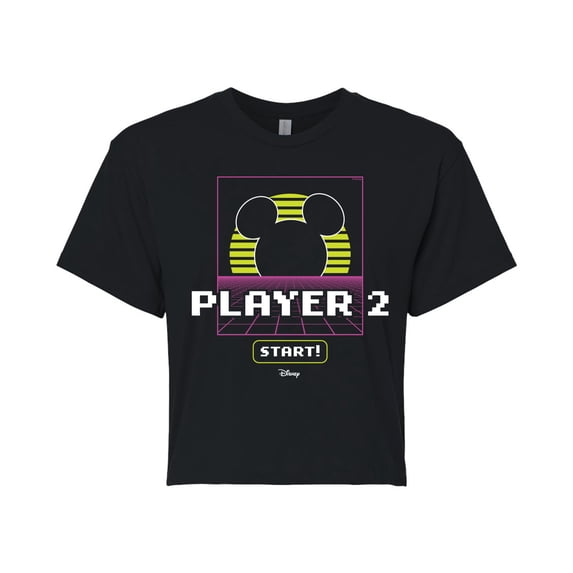 Disney - Player 2 Start - Juniors Cropped Cotton Blend T-Shirt