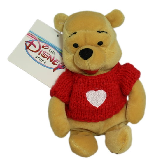 Disney Plush: Pooh Bear in a Red Heart Sweater | Stuffed Animal