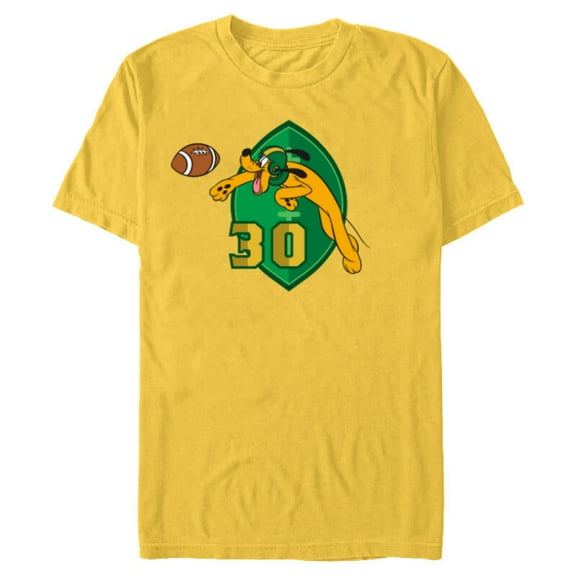 Disney Pluto #30 Football Catch Sports - Short Sleeve Blended T-Shirt for Adults - Customized-Yellow