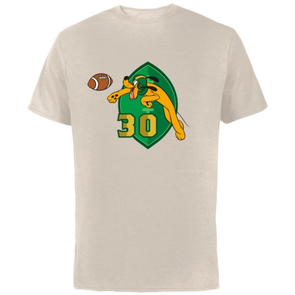 Disney Pluto #30 Football Catch Sports - Short Sleeve Cotton T-Shirt for Adults - Customized-Natural