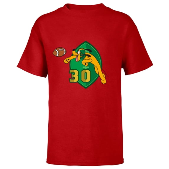 Disney Pluto #30 Football Catch Sports - Short Sleeve T-Shirt for Kids - Customized-Red