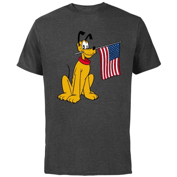 Disney Pluto Americana - Short Sleeve Cotton T-Shirt for Adults - Customized-Charcoal