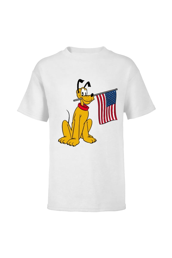 Pluto Americana - Short Sleeve T-Shirt for Kids - Customized-White