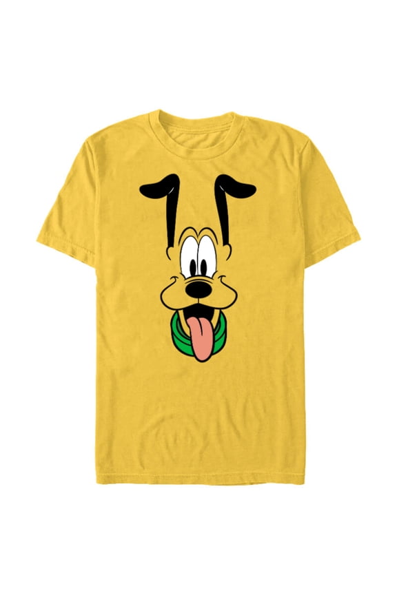 Pluto Big Face Ears Up - Short Sleeve Blended T-Shirt for Adults -Customized-Yellow