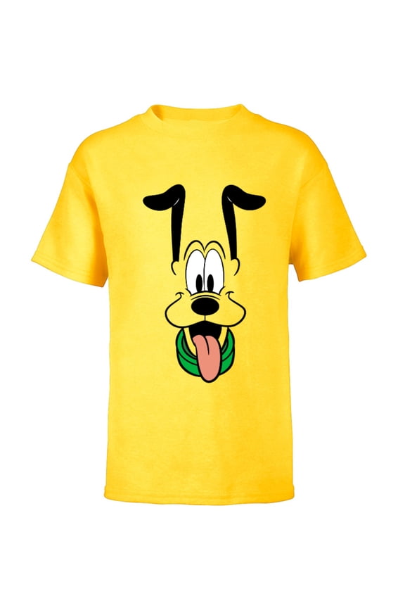 Pluto Big Face Ears Up - Short Sleeve T-Shirt for Kids -Customized-Yellow