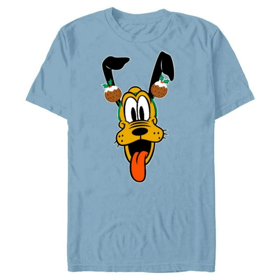Disney Pluto Christmas Pudding Holiday Headband - Short Sleeve Blended T-Shirt for Adults - Customized-Ocean Blue