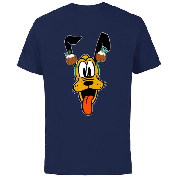 Disney Pluto Christmas Pudding Holiday Headband - Short Sleeve Cotton T-Shirt for Adults - Customized-Navy