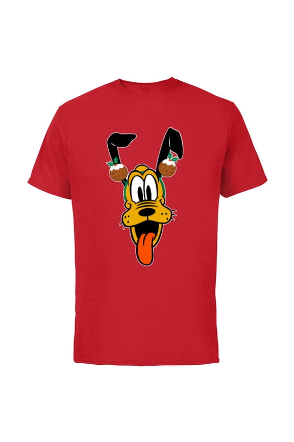 Pluto Christmas Pudding Holiday Headband - Short Sleeve Cotton T-Shirt for Adults - Customized-Red