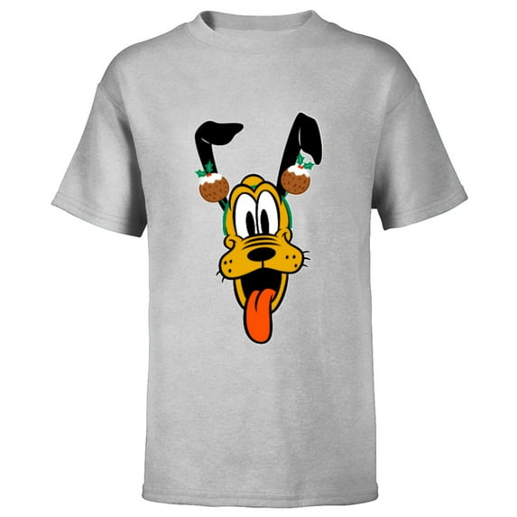 Disney Pluto Christmas Pudding Holiday Headband - Short Sleeve T-Shirt for Kids - Customized-Athletic Heather