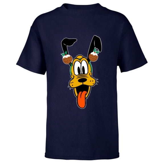 Disney Pluto Christmas Pudding Holiday Headband - Short Sleeve T-Shirt for Kids - Customized-Navy
