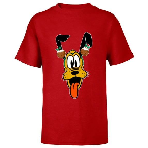 Disney Pluto Christmas Pudding Holiday Headband - Short Sleeve T-Shirt for Kids - Customized-Red
