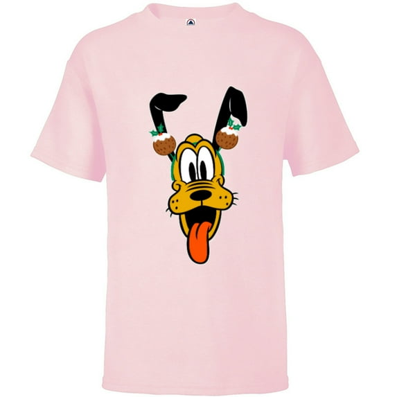 Disney Pluto Christmas Pudding Holiday Headband - Short Sleeve T-Shirt for Kids - Customized-Soft Pink