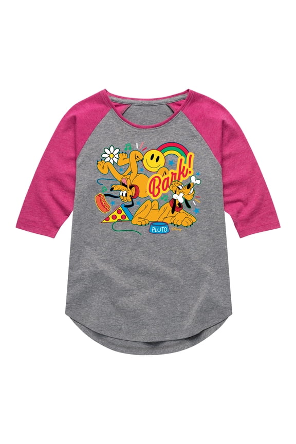 - Pluto Collage - Youth Girls Raglan Graphic T-Shirt