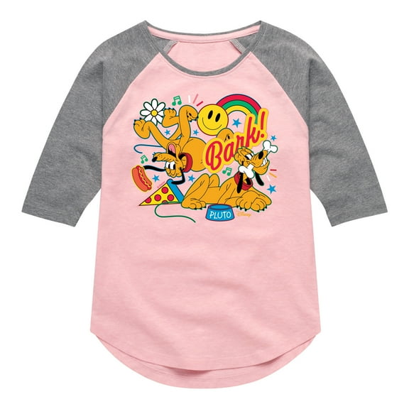 Disney - Pluto Collage - Youth Girls Raglan Graphic T-Shirt