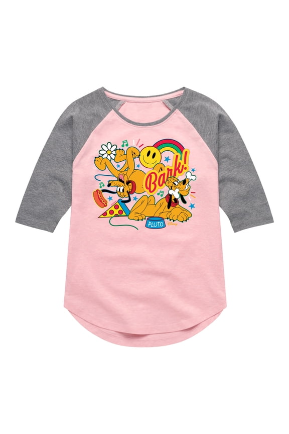 - Pluto Collage - Youth Girls Raglan Graphic T-Shirt