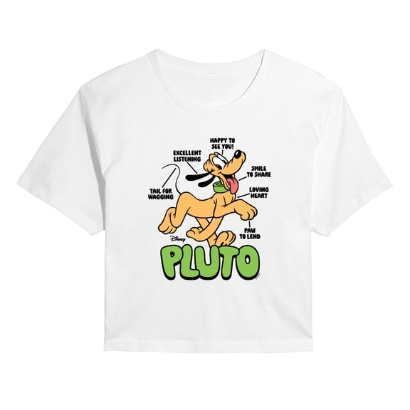 Disney - Pluto Diagram - Juniors Cropped Short Sleeve Graphic T-Shirt