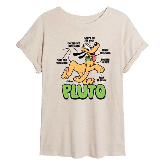 Disney - Pluto Diagram - Womens Oversized Graphic T-Shirt