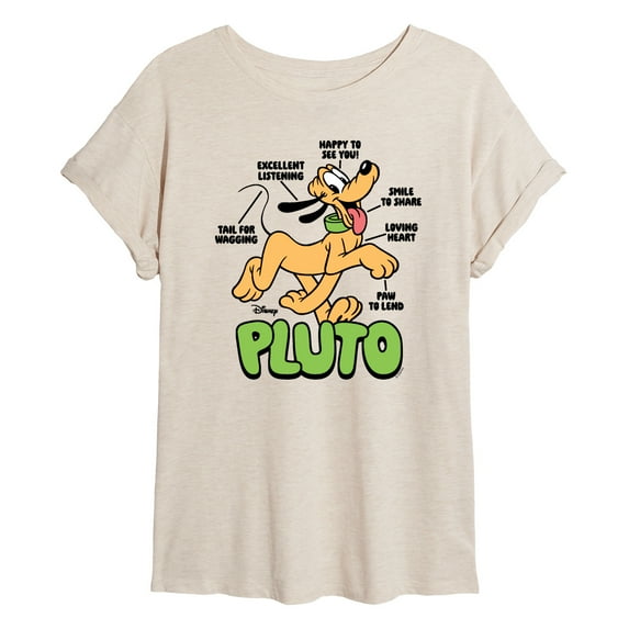 Disney - Pluto Diagram - Womens Oversized Graphic T-Shirt