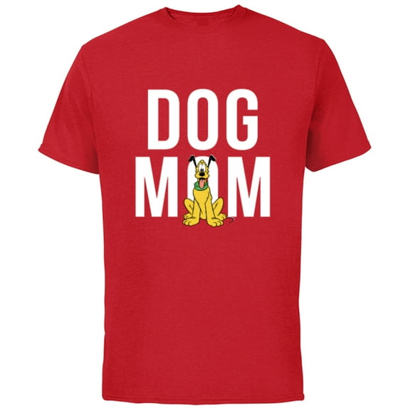 Disney Pluto Dog Mom - Short Sleeve Cotton T-Shirt for Adults - Customized-Red