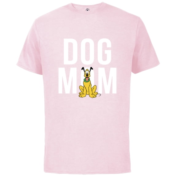 Disney Pluto Dog Mom - Short Sleeve Cotton T-Shirt for Adults - Customized-Soft Pink