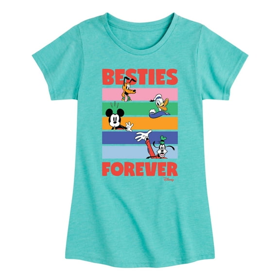 Disney - Pluto, Donald Duck, Mickey & Goofy - Besties Forever - Toddler & Youth Girls Short Sleeve Graphic T-Shirt