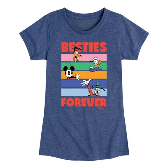Disney - Pluto, Donald Duck, Mickey & Goofy - Besties Forever - Toddler & Youth Girls Short Sleeve Graphic T-Shirt