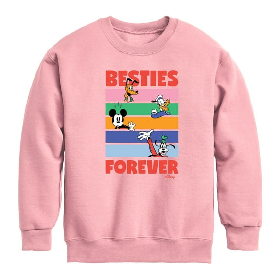 Disney - Pluto, Donald Duck, Mickey & Goofy - Besties Forever - Youth Crewneck Fleece Sweatshirt