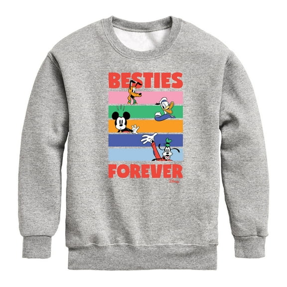 Disney - Pluto, Donald Duck, Mickey & Goofy - Besties Forever - Youth Crewneck Fleece Sweatshirt