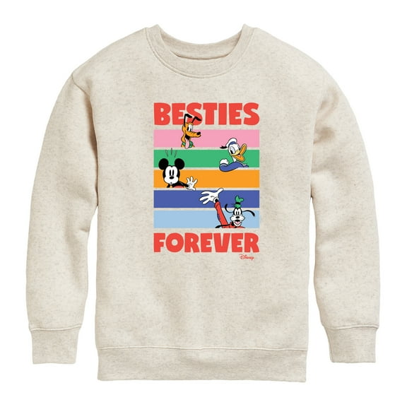 Disney - Pluto, Donald Duck, Mickey & Goofy - Besties Forever - Youth Crewneck Fleece Sweatshirt