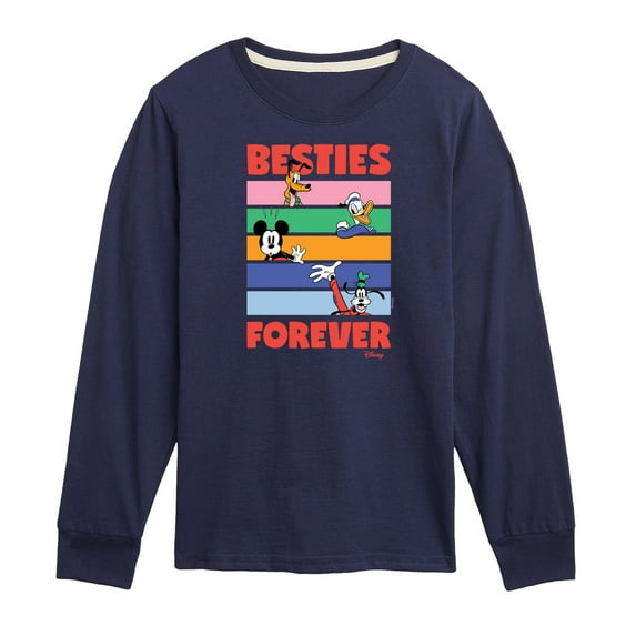 Disney - Pluto, Donald Duck, Mickey & Goofy - Besties Forever - Youth Long Sleeve Graphic T-Shirt